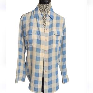 Equipment Blue and White Casual Button Down Shirt